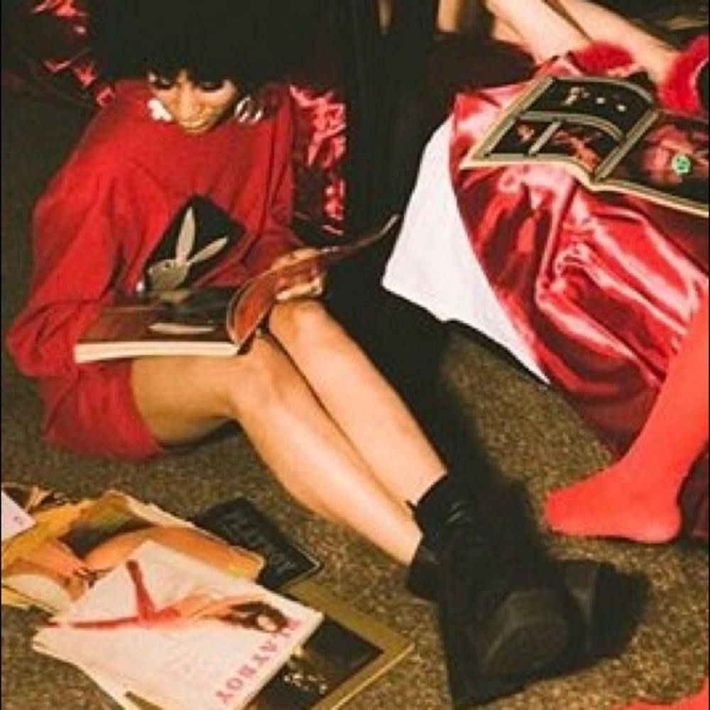 Funnel Neck T-Dress with Side Playboy Patch